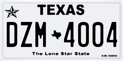 TX license plate DZM4004