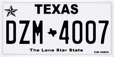 TX license plate DZM4007