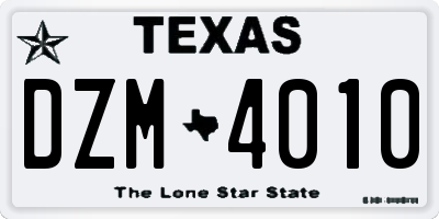 TX license plate DZM4010