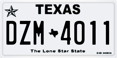 TX license plate DZM4011
