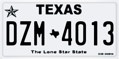 TX license plate DZM4013