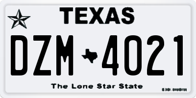 TX license plate DZM4021