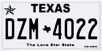 TX license plate DZM4022