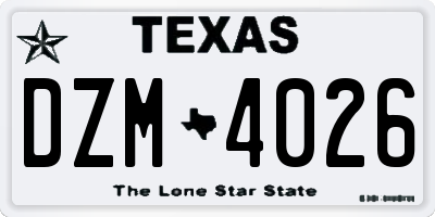 TX license plate DZM4026