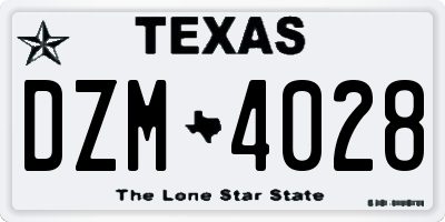 TX license plate DZM4028