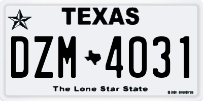 TX license plate DZM4031