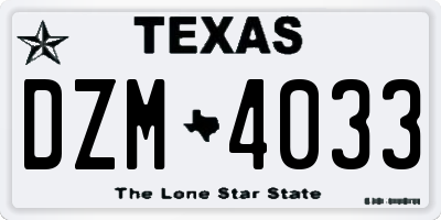 TX license plate DZM4033