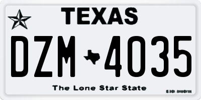 TX license plate DZM4035