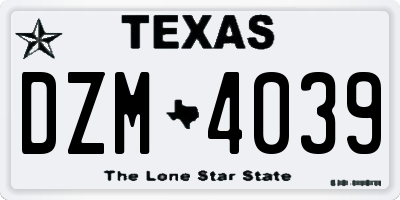 TX license plate DZM4039