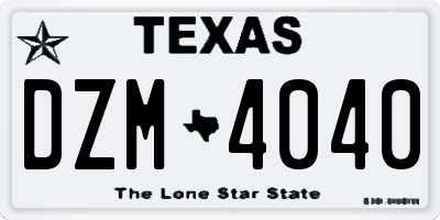 TX license plate DZM4040