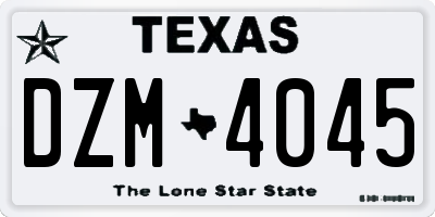 TX license plate DZM4045