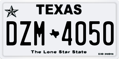 TX license plate DZM4050