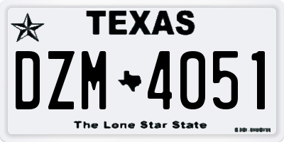 TX license plate DZM4051
