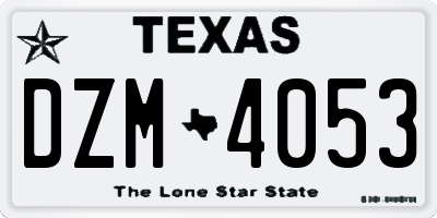 TX license plate DZM4053