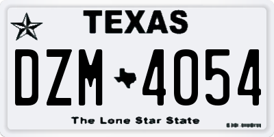 TX license plate DZM4054