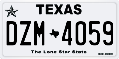 TX license plate DZM4059