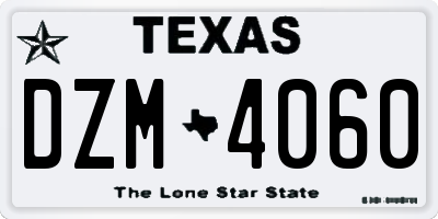 TX license plate DZM4060