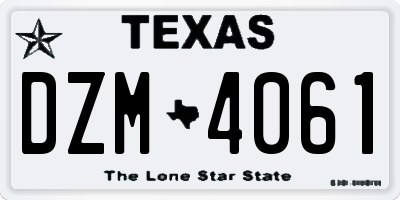 TX license plate DZM4061