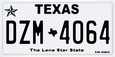 TX license plate DZM4064