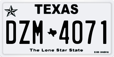 TX license plate DZM4071