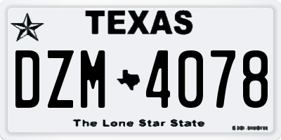 TX license plate DZM4078
