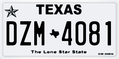 TX license plate DZM4081