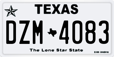 TX license plate DZM4083