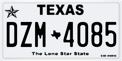 TX license plate DZM4085