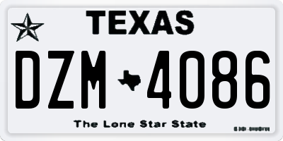 TX license plate DZM4086