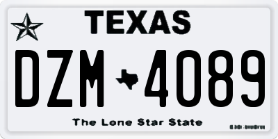 TX license plate DZM4089