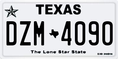 TX license plate DZM4090