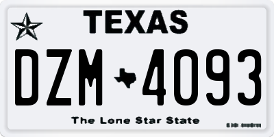 TX license plate DZM4093
