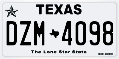 TX license plate DZM4098