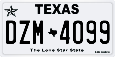 TX license plate DZM4099