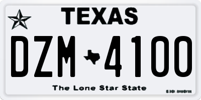 TX license plate DZM4100