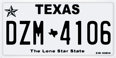 TX license plate DZM4106