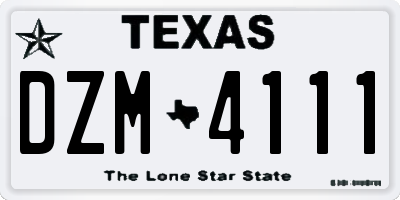 TX license plate DZM4111
