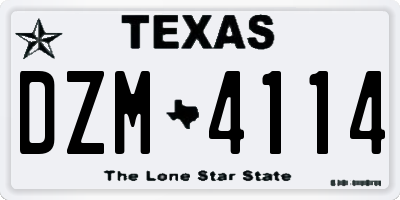 TX license plate DZM4114