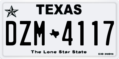 TX license plate DZM4117