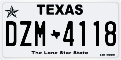 TX license plate DZM4118