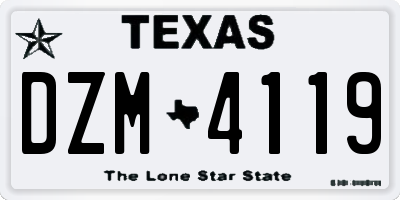 TX license plate DZM4119