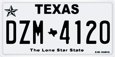 TX license plate DZM4120