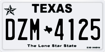 TX license plate DZM4125