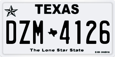 TX license plate DZM4126