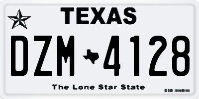 TX license plate DZM4128