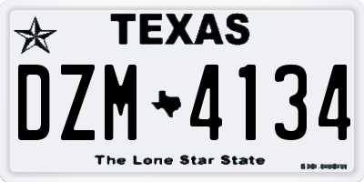 TX license plate DZM4134