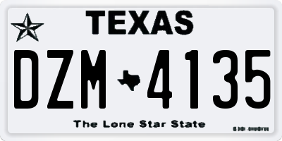 TX license plate DZM4135