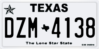 TX license plate DZM4138
