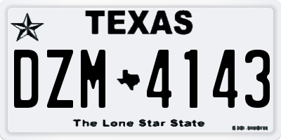 TX license plate DZM4143
