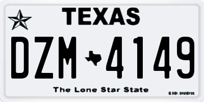 TX license plate DZM4149